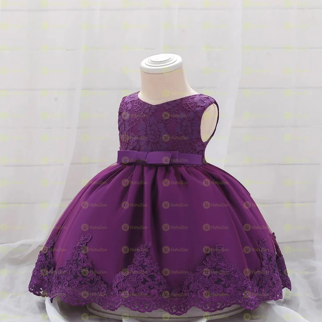 Solid or Color Block Lace Decor Baby Party Dress