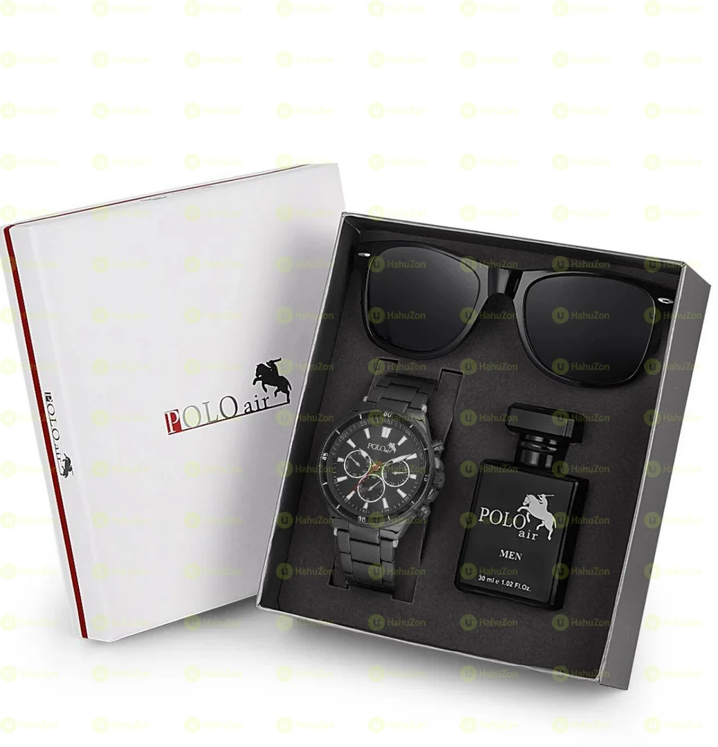 POLO AIR Men's Gift Set Watch Glasses Perfume In Gift Box