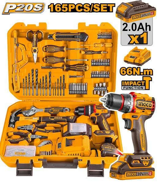 INGCO 20V Lithium Battery 165pcs Tools Set
