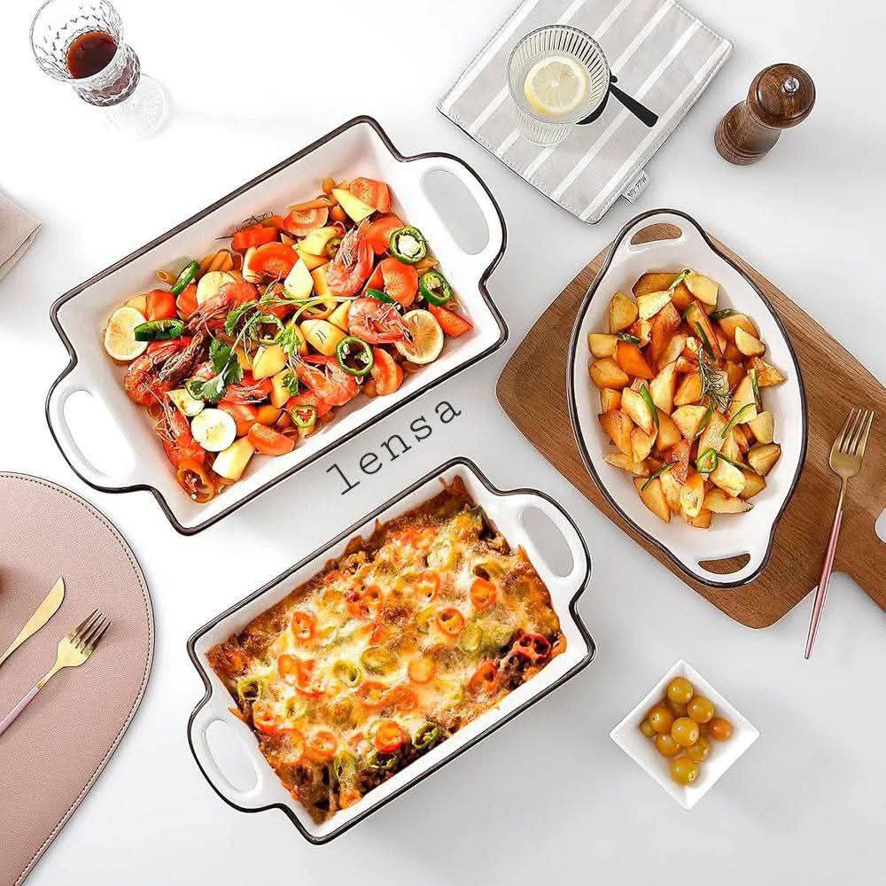 3pc Ceramic Bakeware Casserole Set