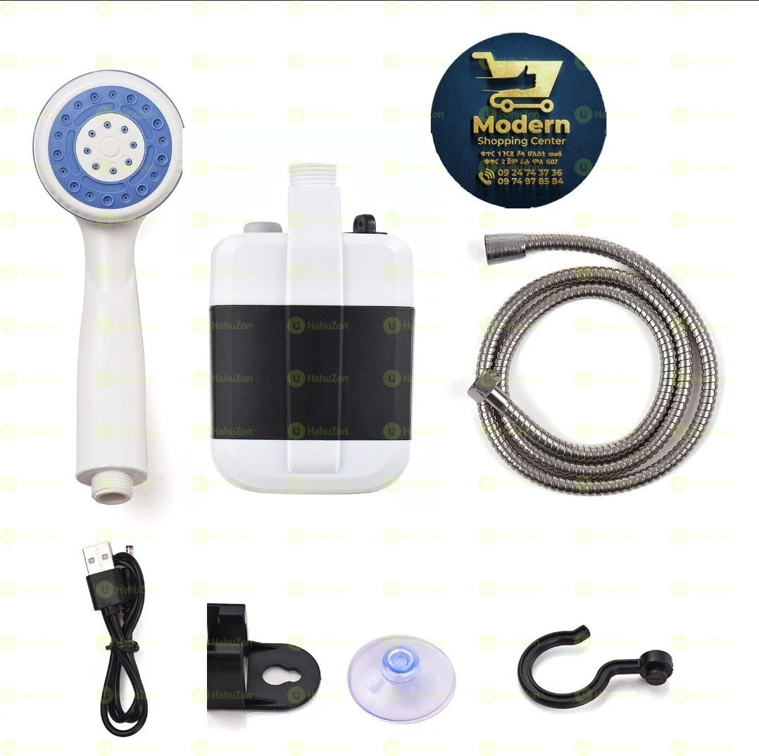 በቻርጅ የሚሰራ ተንቀሳቃሽ የውሀ ፓንፕ ሻወር ማድረጊያ