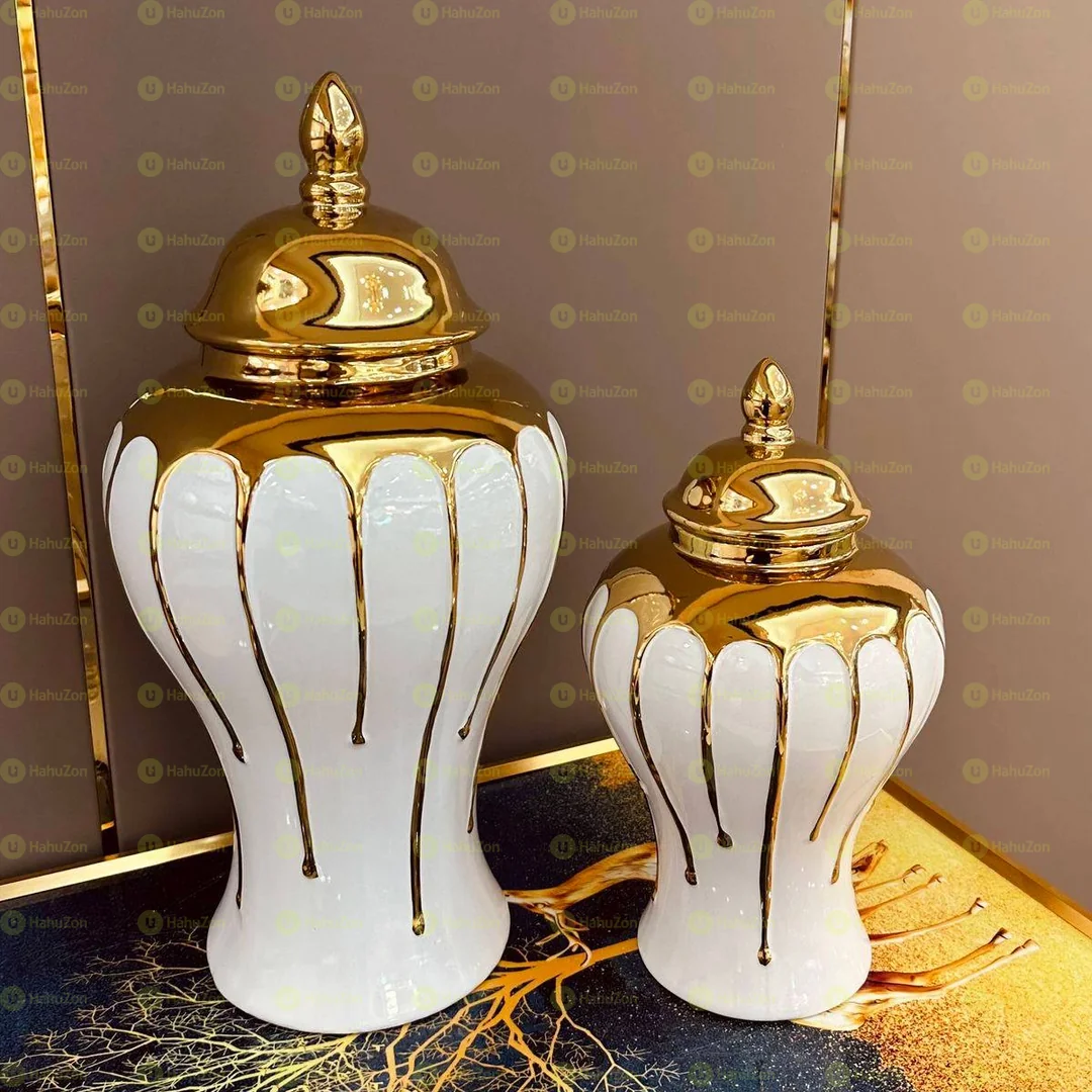 Set Of  2 Modern Ceramic Ginger Jar