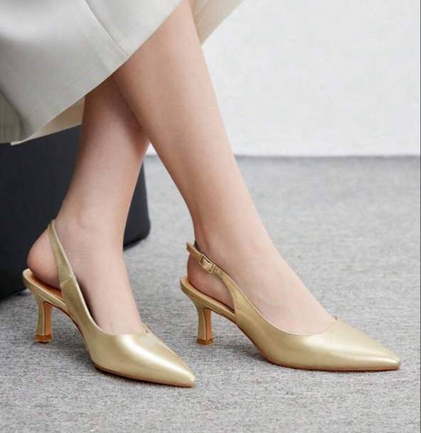 Pointy Toe Sling Back Kitten Women's Heel