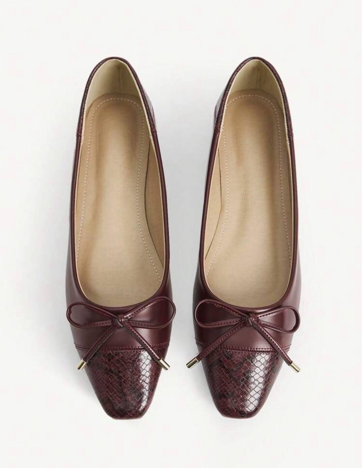 Square Toe Bow Ballerina Women's Shoes