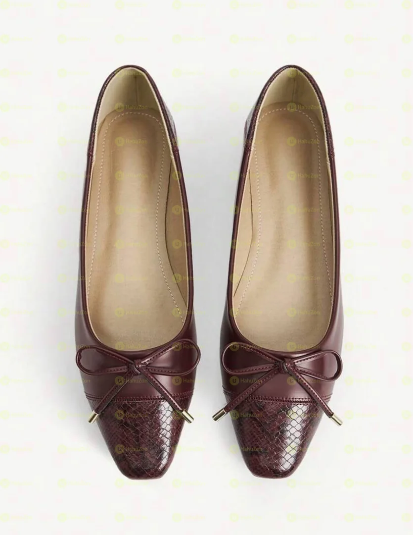 Square Toe Bow Ballerina Women's Shoes