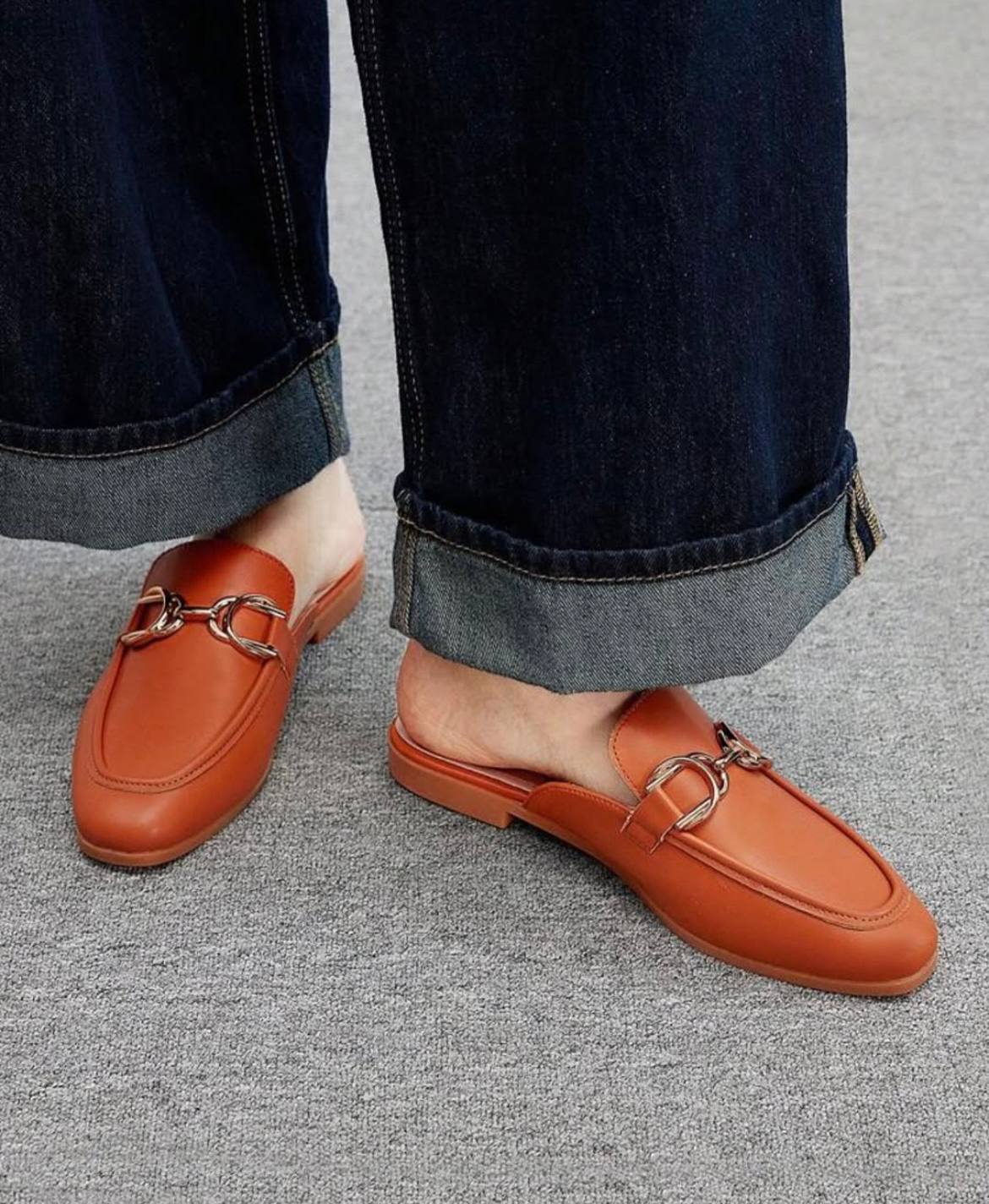 Chain Decor Flat Loafer Mule Women's Shoes