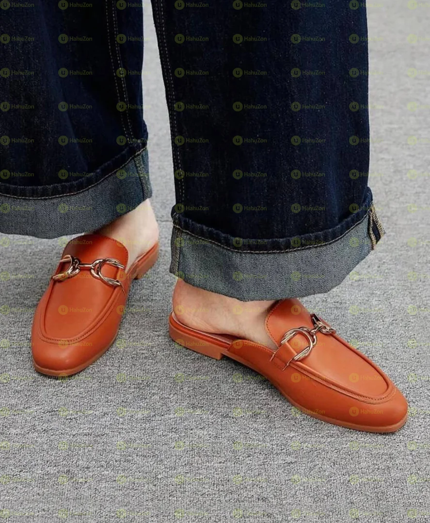 Chain Decor Flat Loafer Mule Women's Shoes