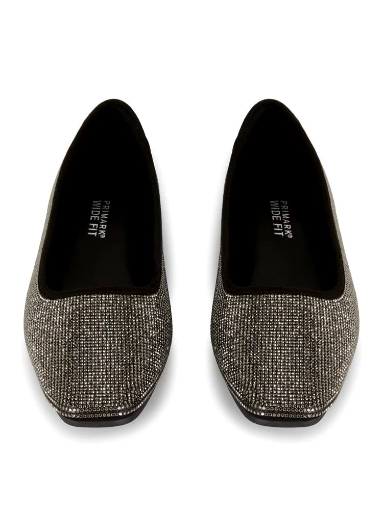 Primark Squared Toe Diamanté Ballerina Women's Shoes