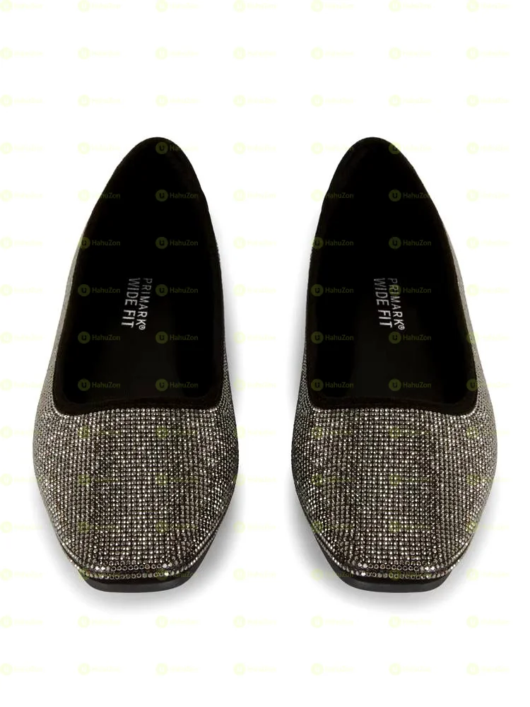 Primark Squared Toe Diamanté Ballerina Women's Shoes
