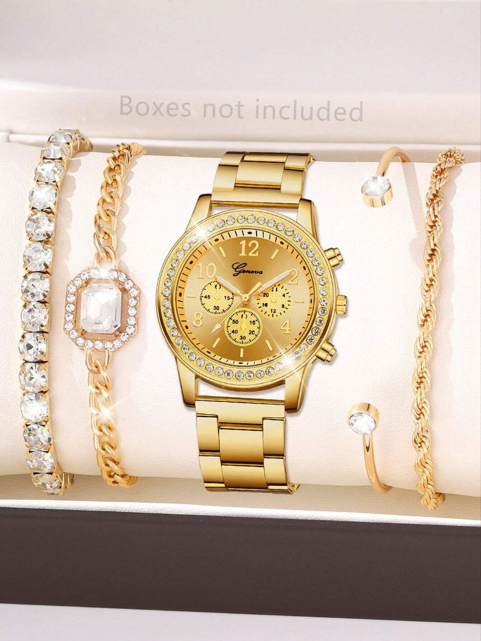 3pcs Fashionable Watch With Bracelet Set