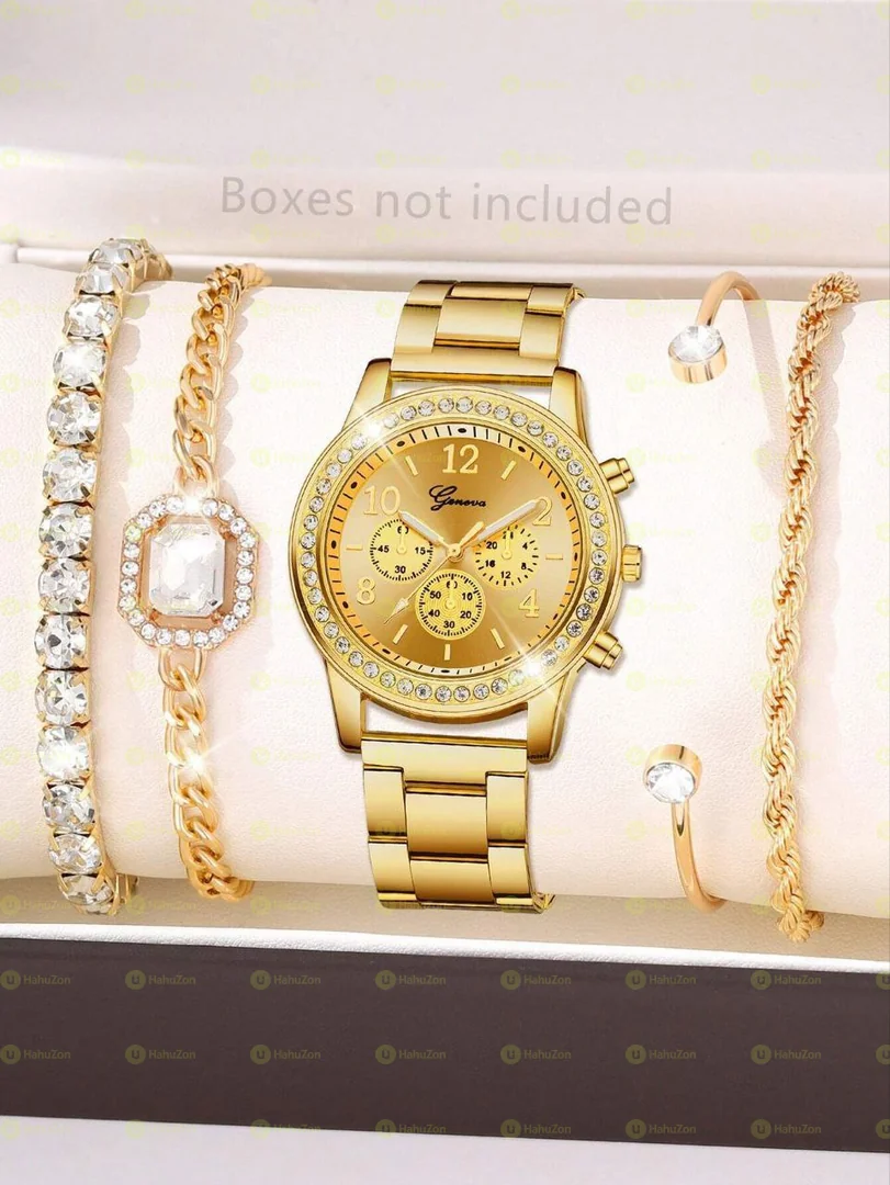 3pcs Fashionable Watch With Bracelet Set