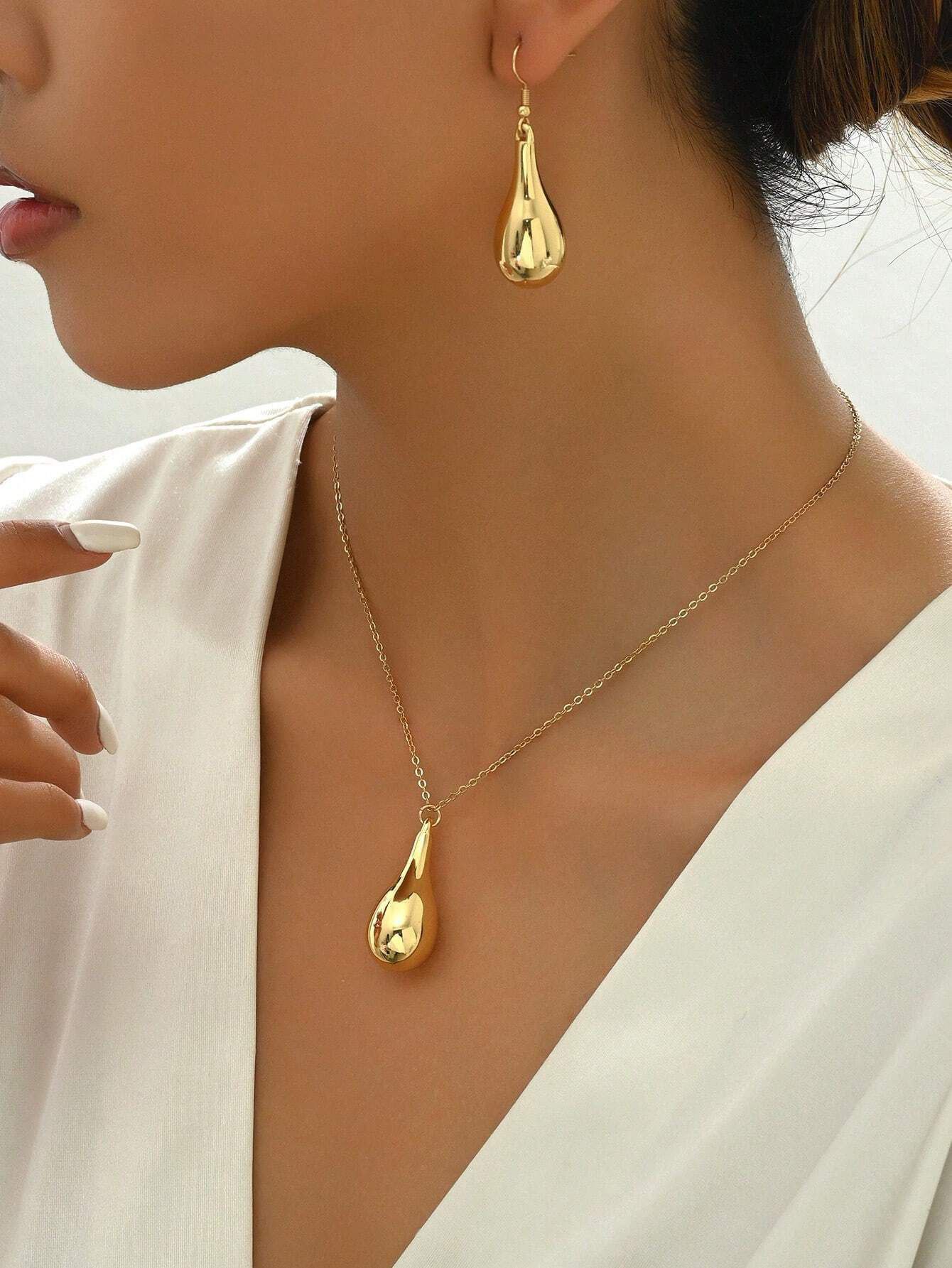 Gold Plated Necklace and Earrings Set