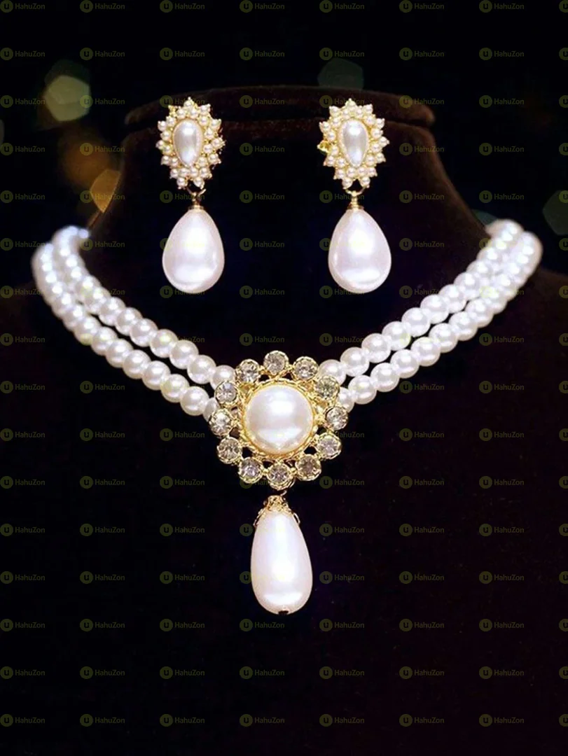 Pearl Necklace and Earrings