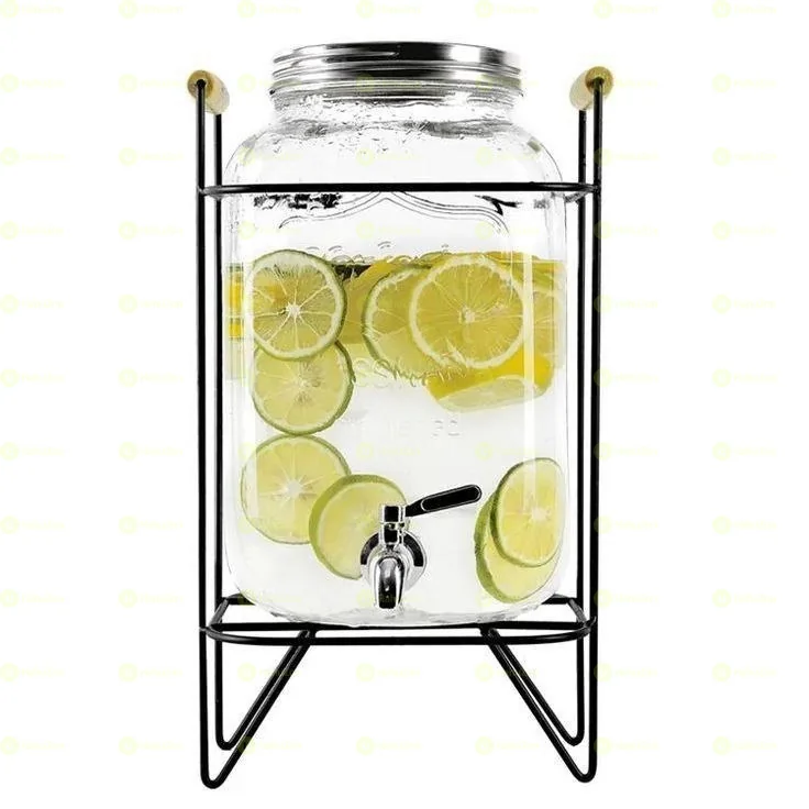 Glass Dispenser Jar with Rack