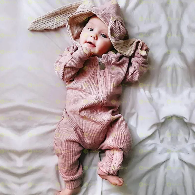 Unisex Winter Rabbit Ear Romper