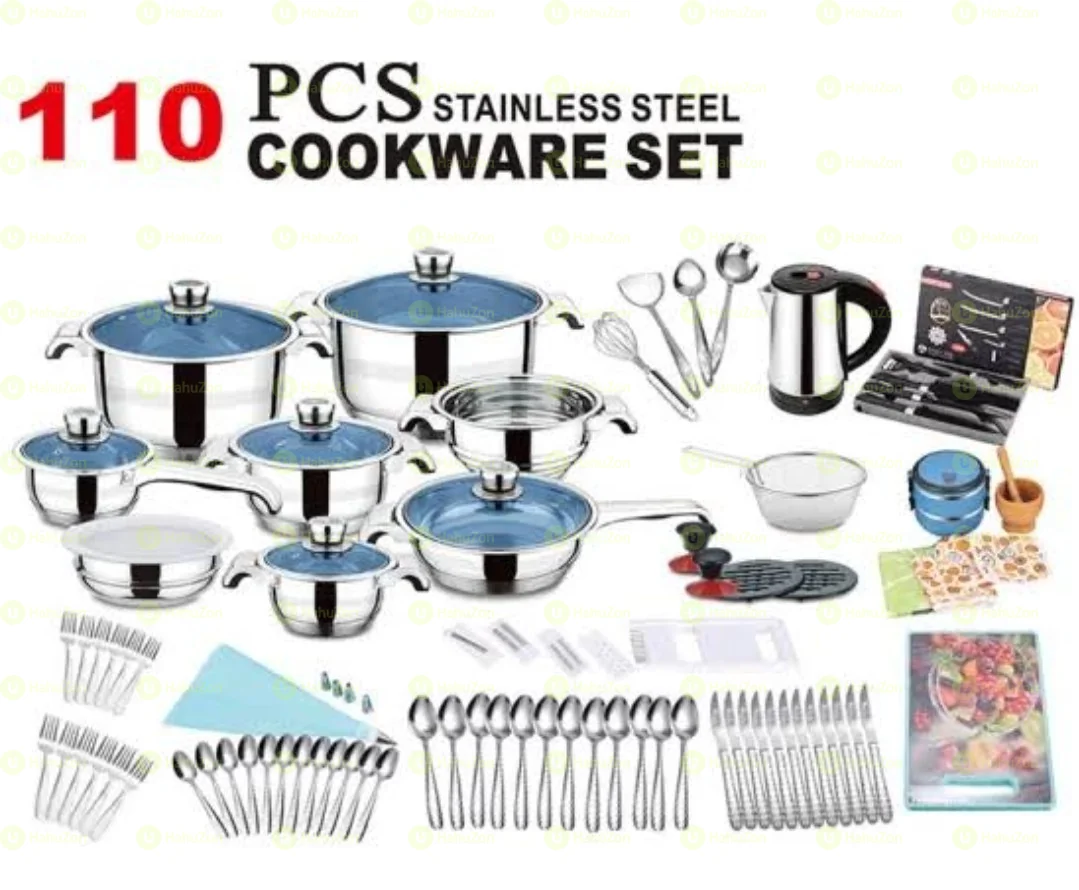 ኳሊቲ የሆኑ 110 ፍሬ የያዘ የድስት እና ቢላ  ማንኪያ ሹካ  ፓኬጅ