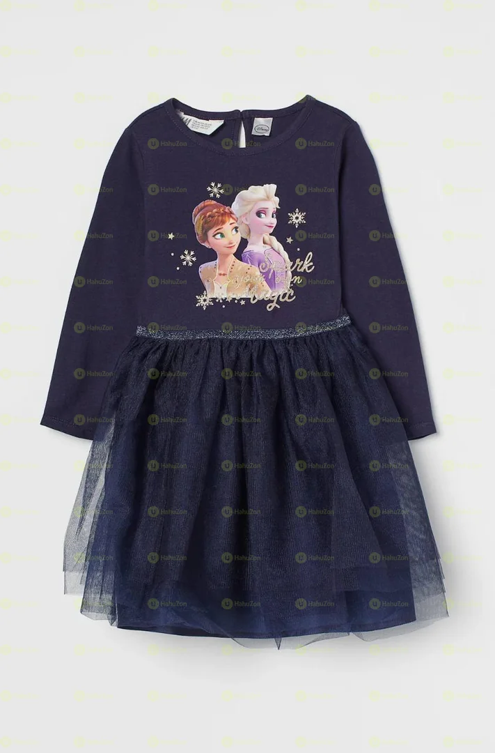 H&M Kid Girls Frozen Print Long Sleeve Dress