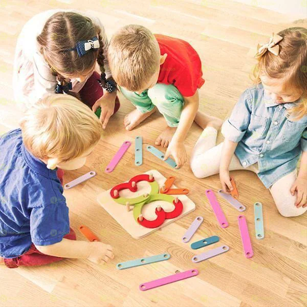 WOODEN GEOMETRIC SHAPE COLUMN LEARNING SET