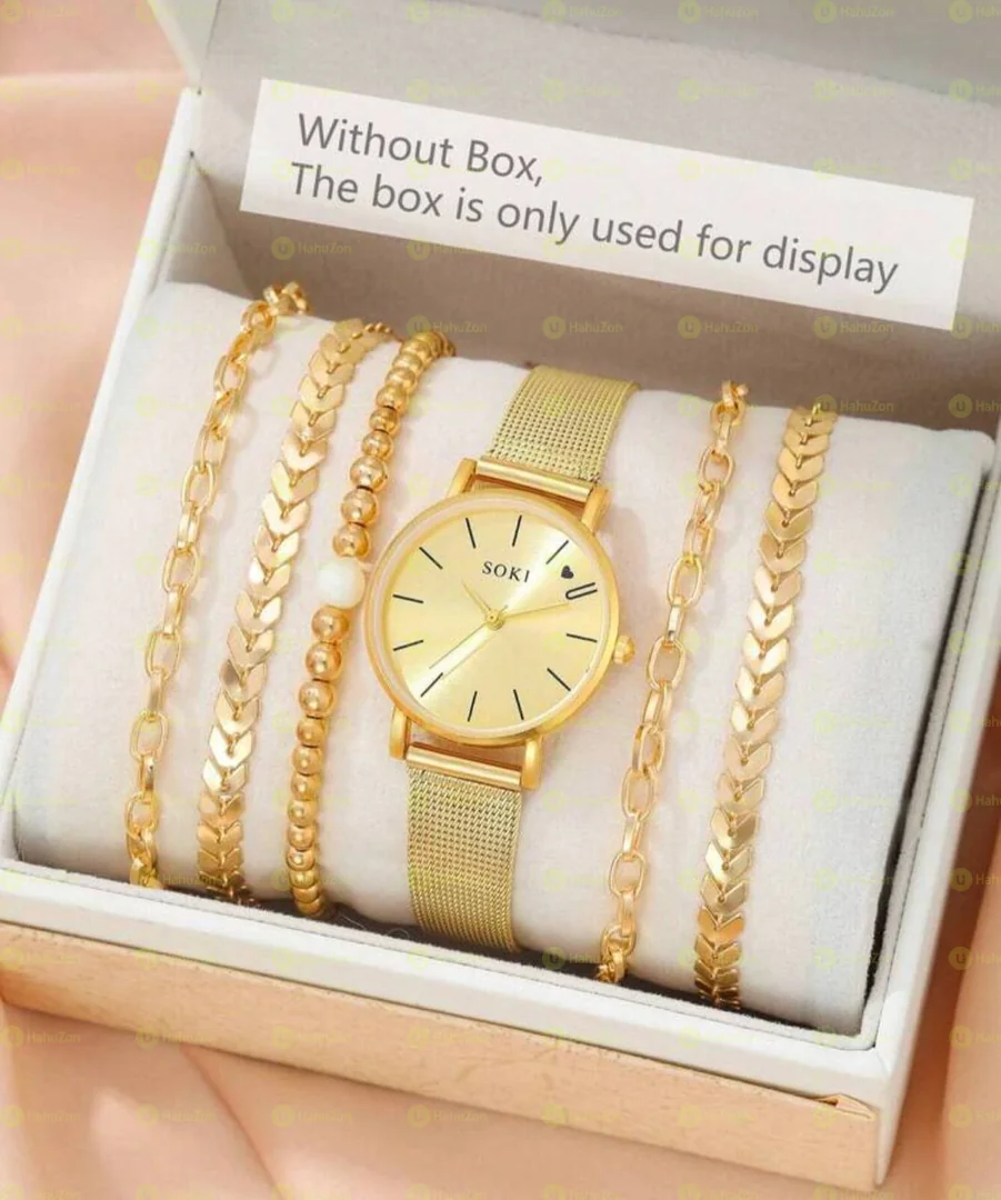 6pc Watch and Bracelet Set