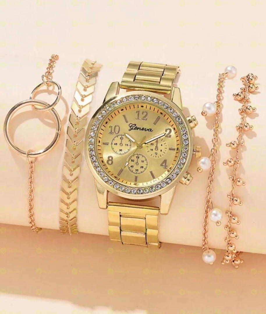 5pc Watch and Bracelet Set