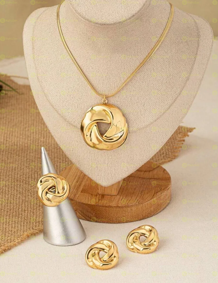 3pc Gold Plated Necklace and Earrings Set