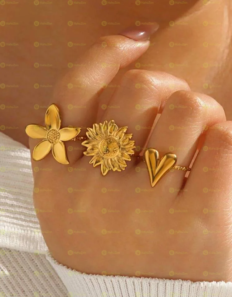 3pc Flower Rings