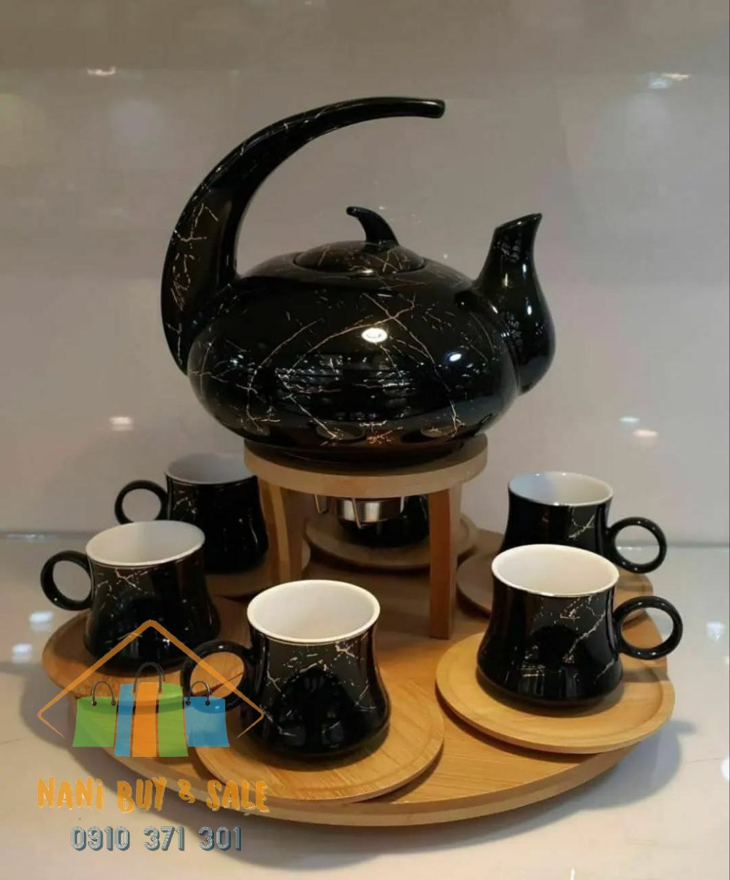 1 የቡና ማቅረቢያ እና 6 መጠጫ የቡና ሲኒዎች