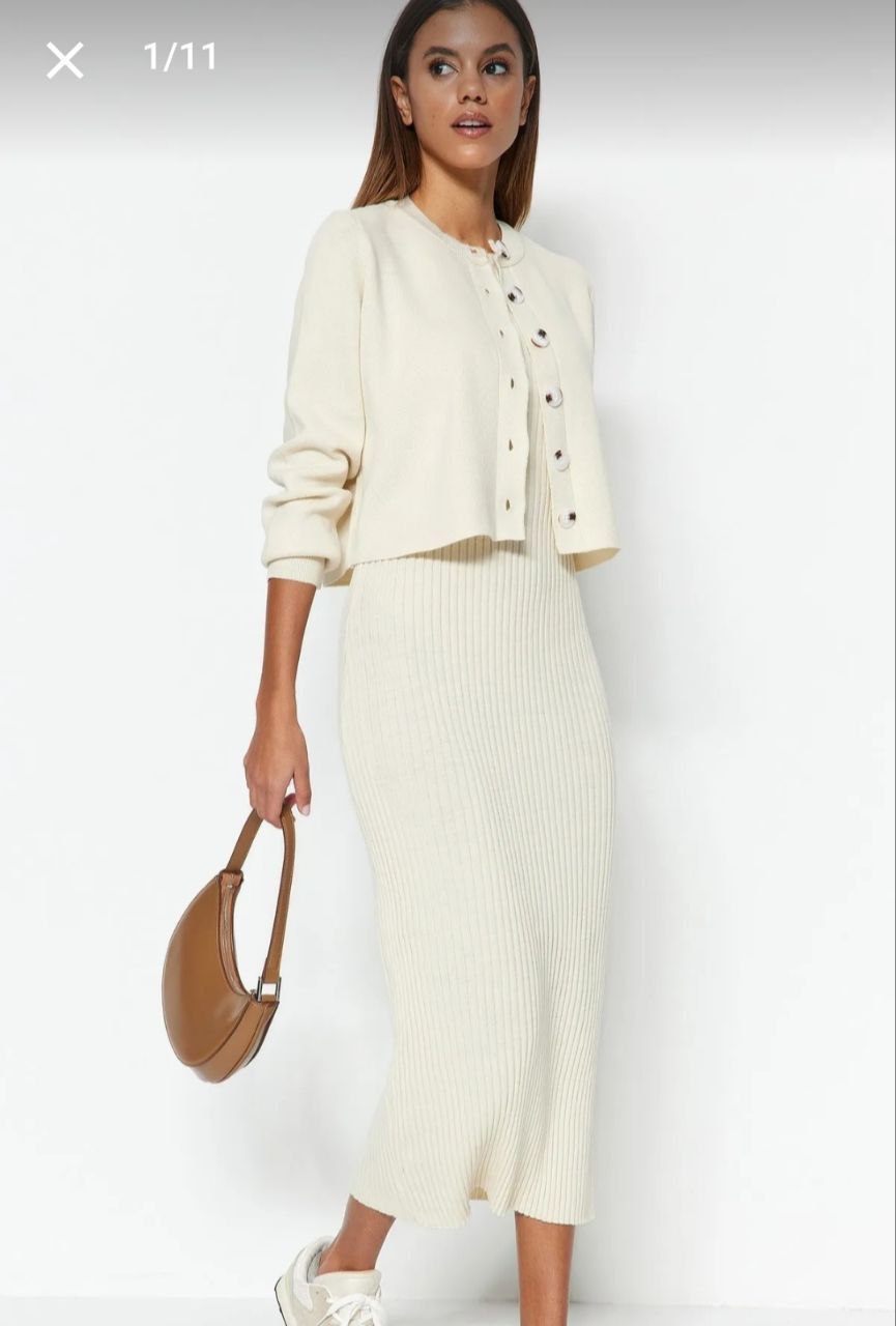 2 Piece Ribbed Knit 2 Maxi Dress