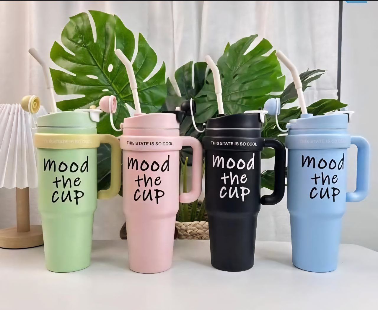 Double Layer Stainless Still Isolated Tumblers With Straw Cup