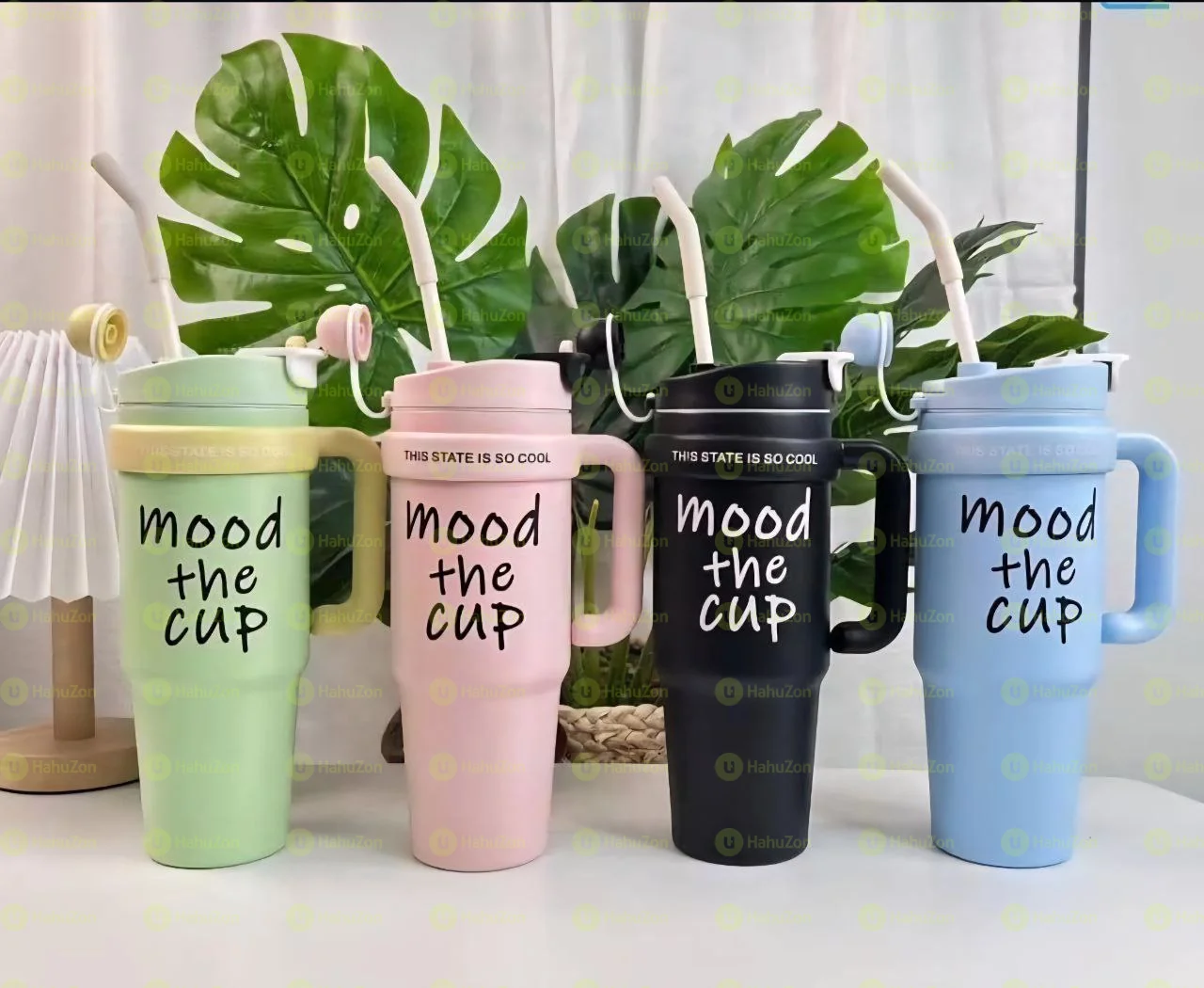 Double Layer Stainless Still Isolated Tumblers With Straw Cup