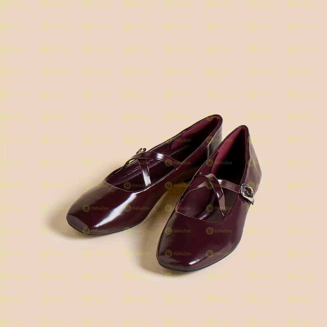 Max Criss Cross Strap Ballerina Shoe With Buckle Closure