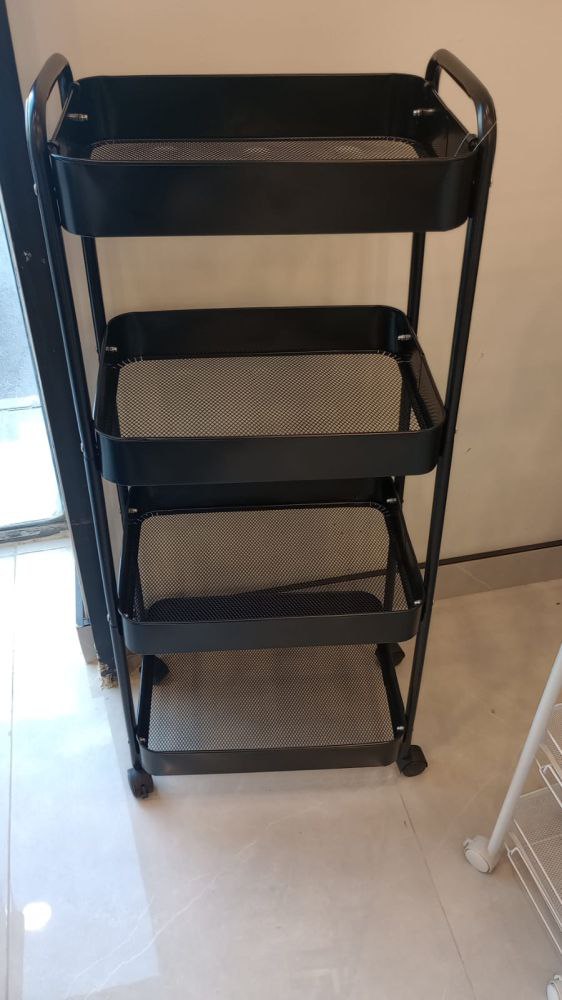 4-Layer stainless still Movable Kitchen Storage Rack