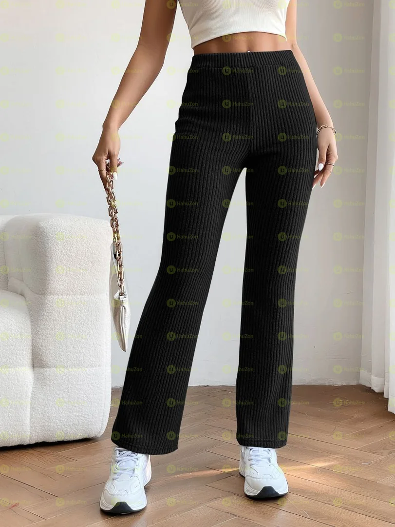 SHEIN PETITE Solid Flare Leg Pant