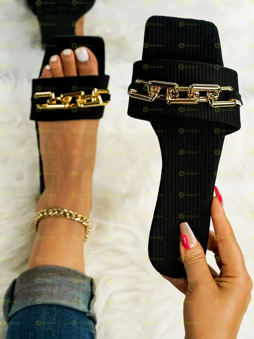 Chain Decor Slide Sandals