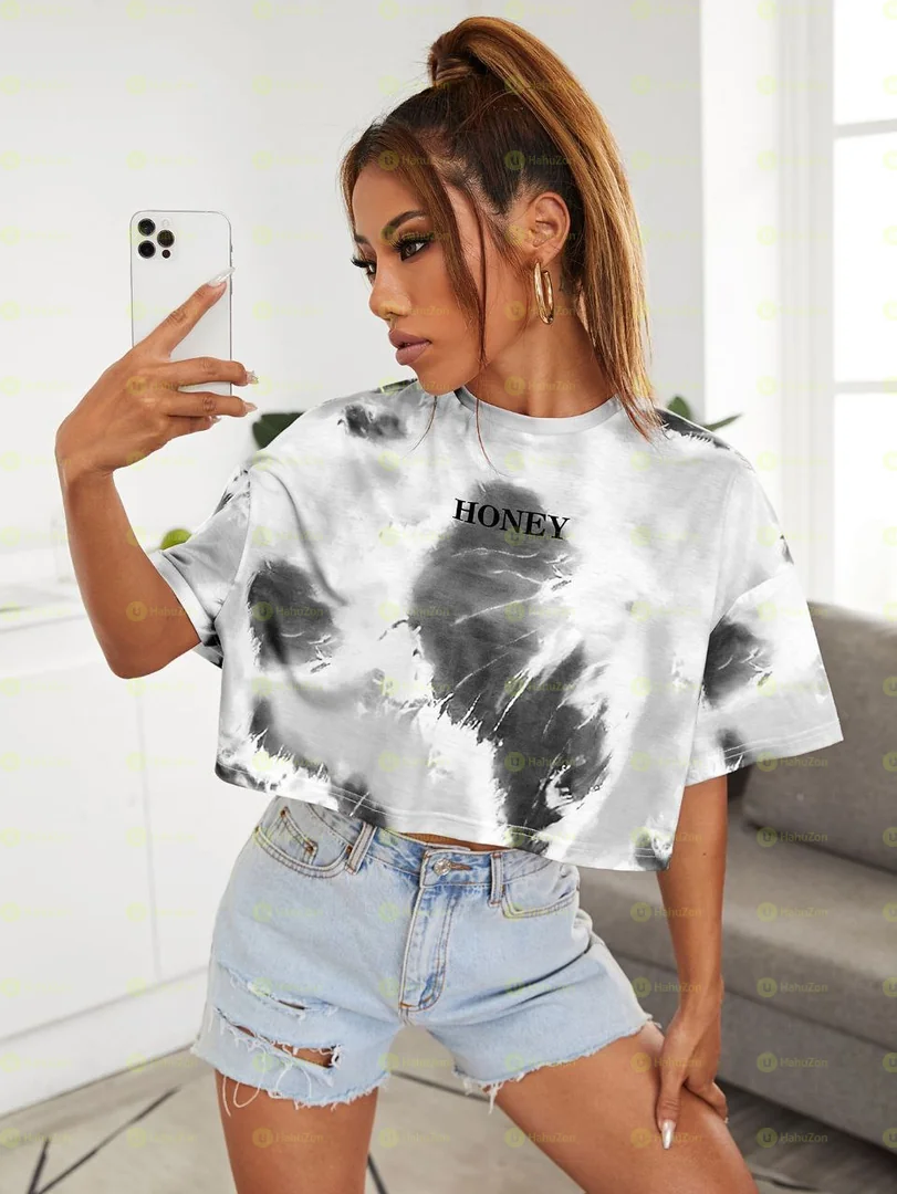 Honey Graphic Tie Dye Top
