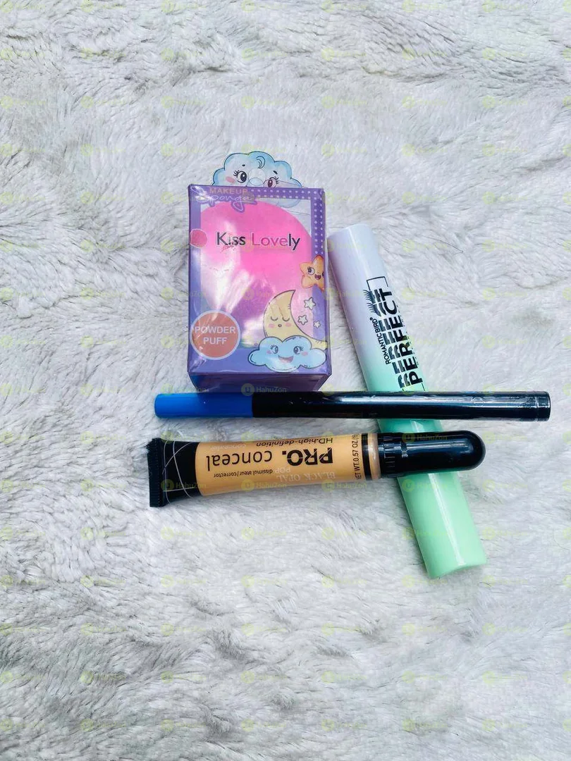 Pro Concear+Fit Me Eyeliner+Perfect Mascara+Koss Lovely Powder Puff