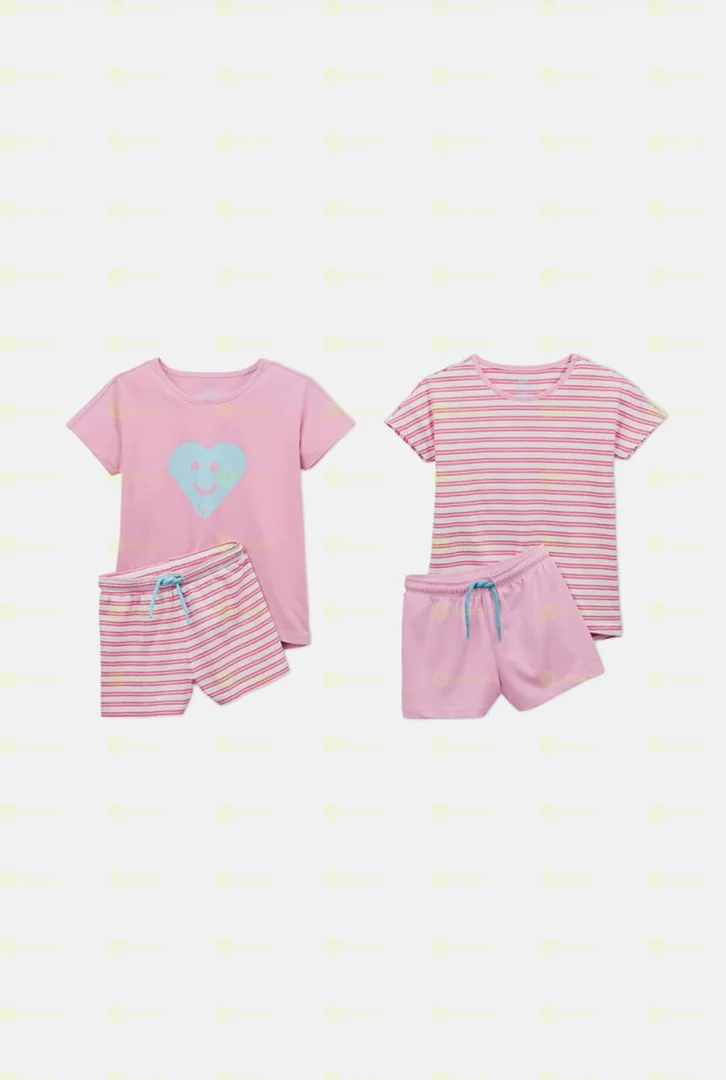 Tchibo Kid Girls 2 Pairs Printed Top And Short Set