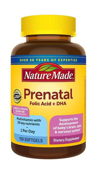 Nature Made Prenatal Folic Acid +DHA (150 Softgels)