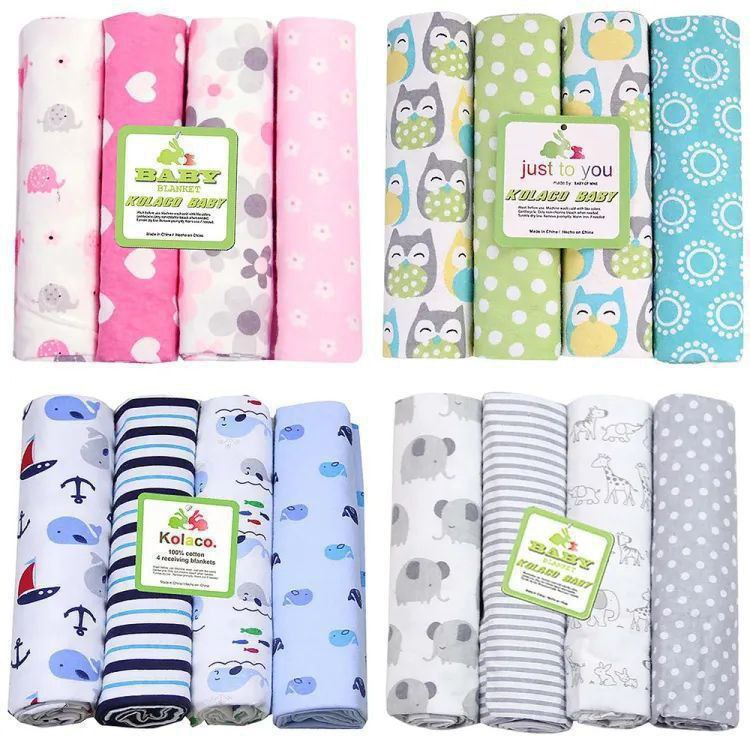 4Pcs Flannel Receiving Blankets