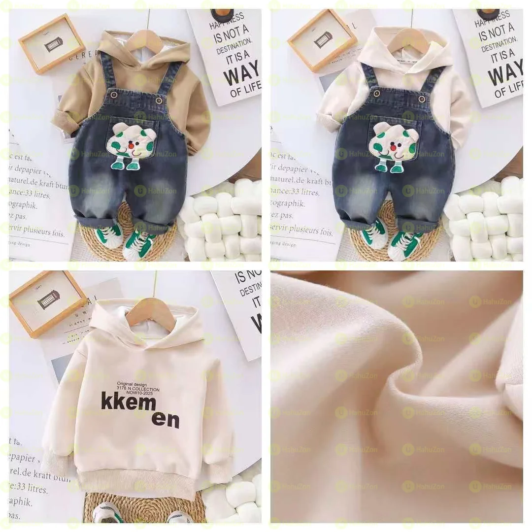 Carton Zipper Ocket Trousers & T-Shirt Set