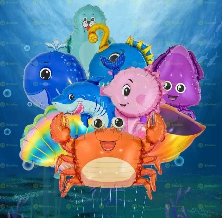 9pcs Cartoon Marine Life Shaped Balloon