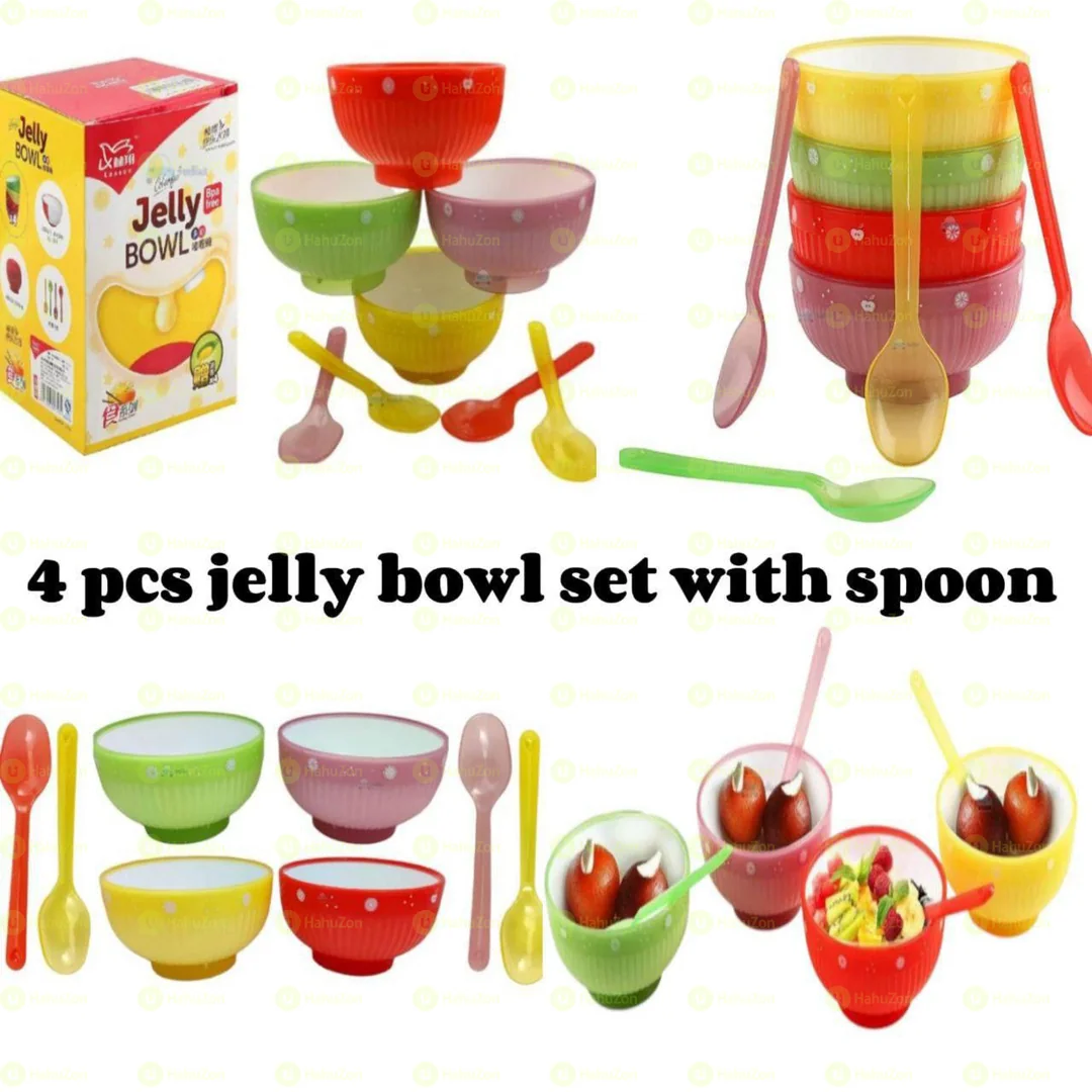 4Pcs Jelly Bowl Set With Spoon