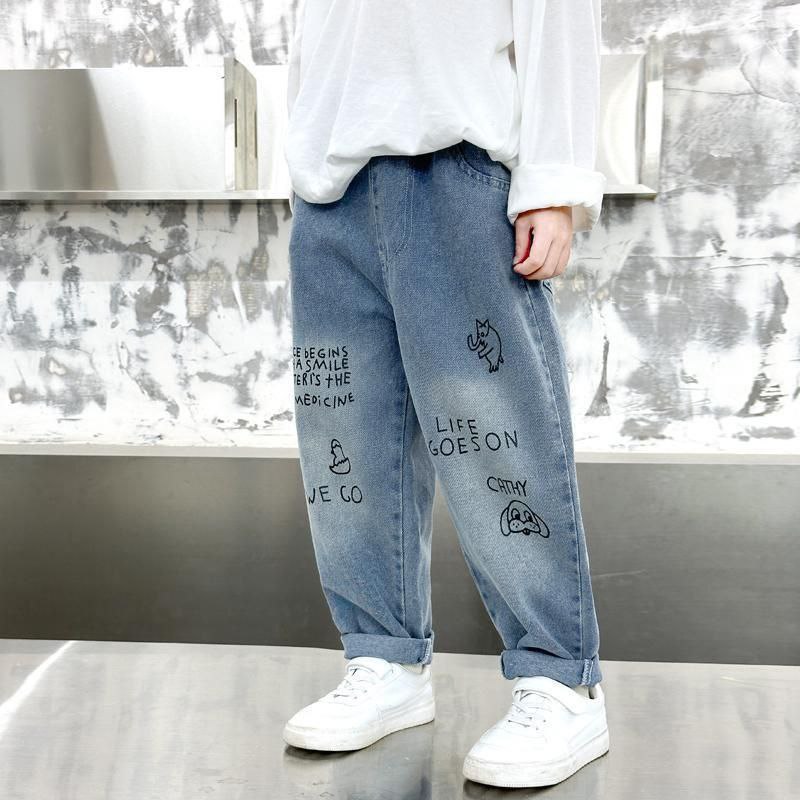 Toddler Boys Polihed Jeans Versatile Pants