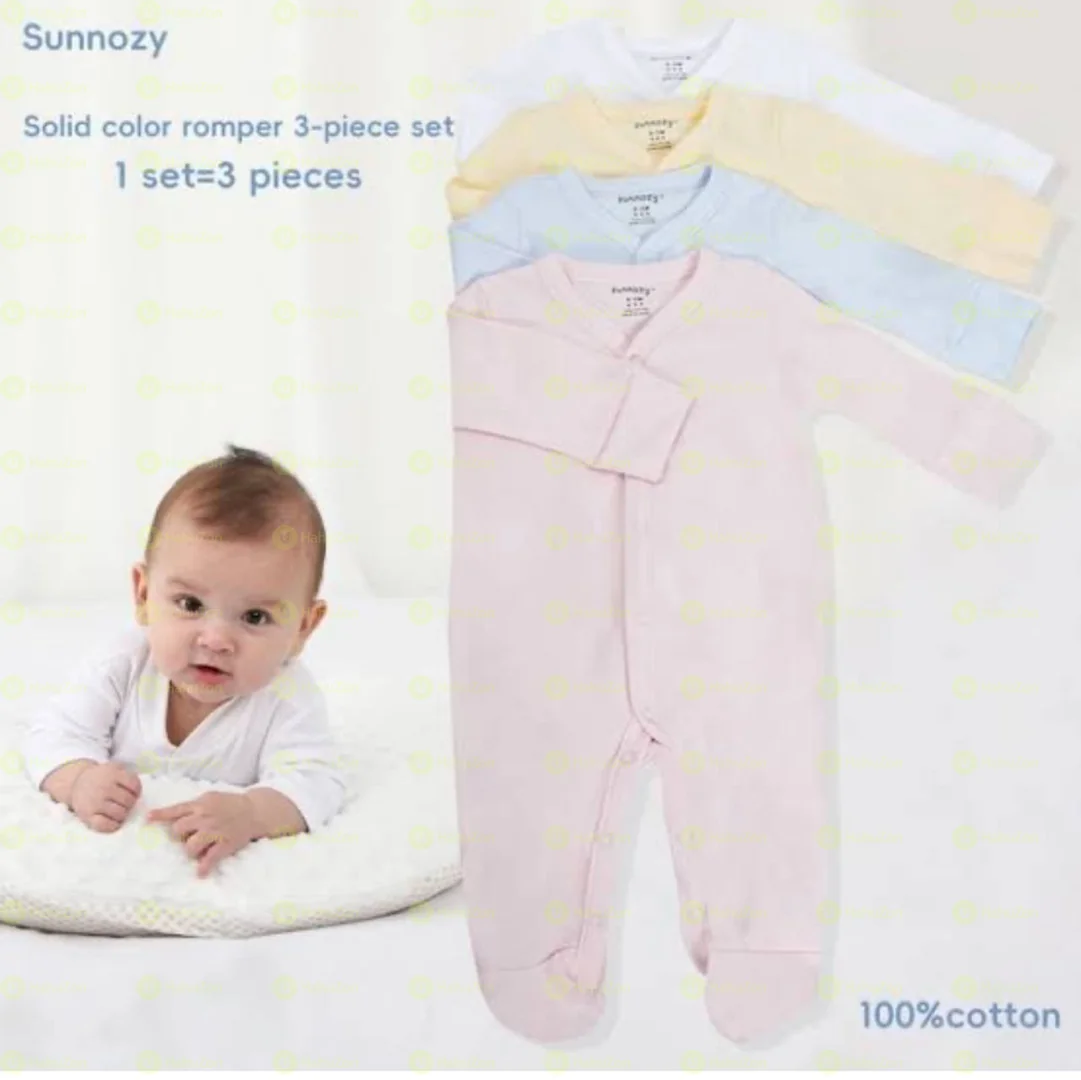 Sunnozy Premium Cotton Sleepsuit Romper 3Pcs Pk