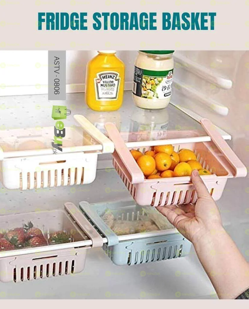Fridge Basket and Fridge Organizer with Removable Drain Plate and Storage