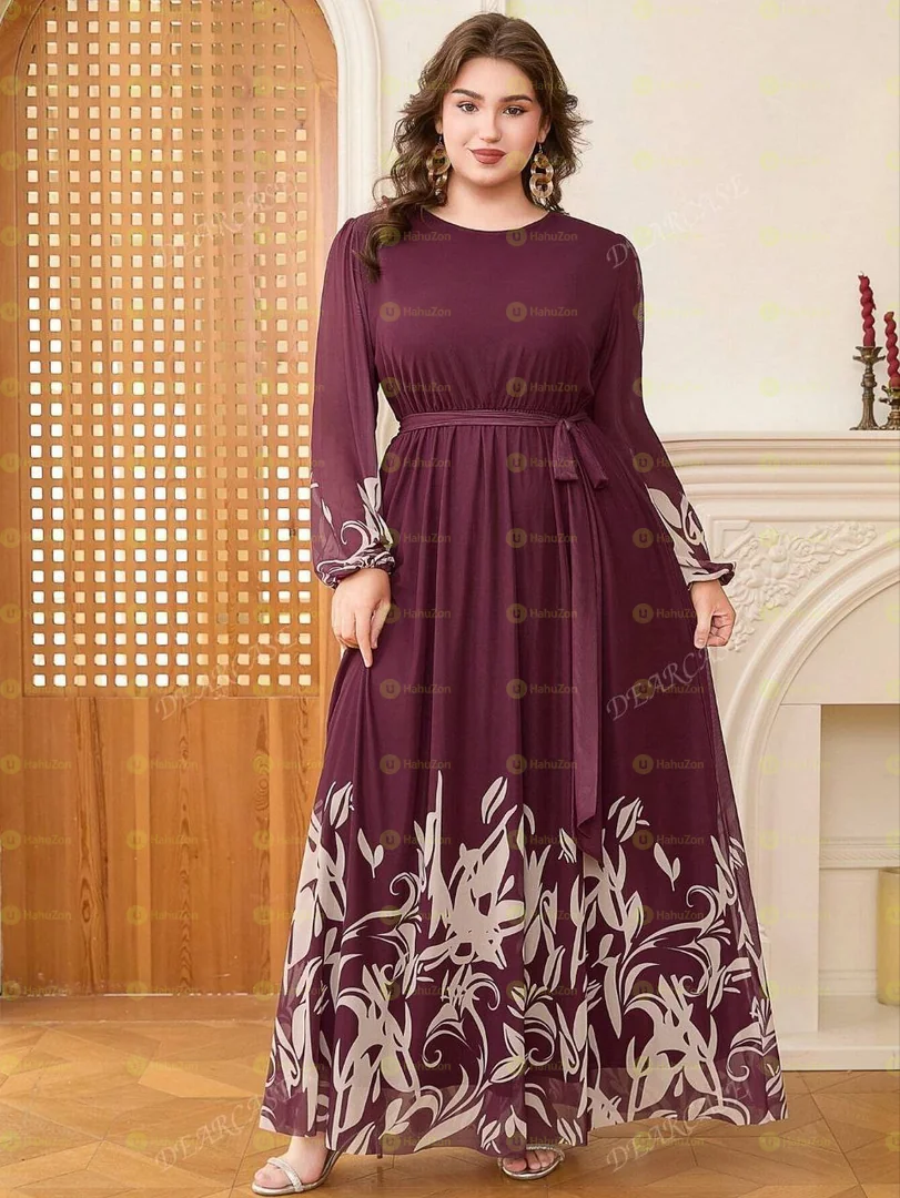 Plus Size Elegant Floral Print Dress