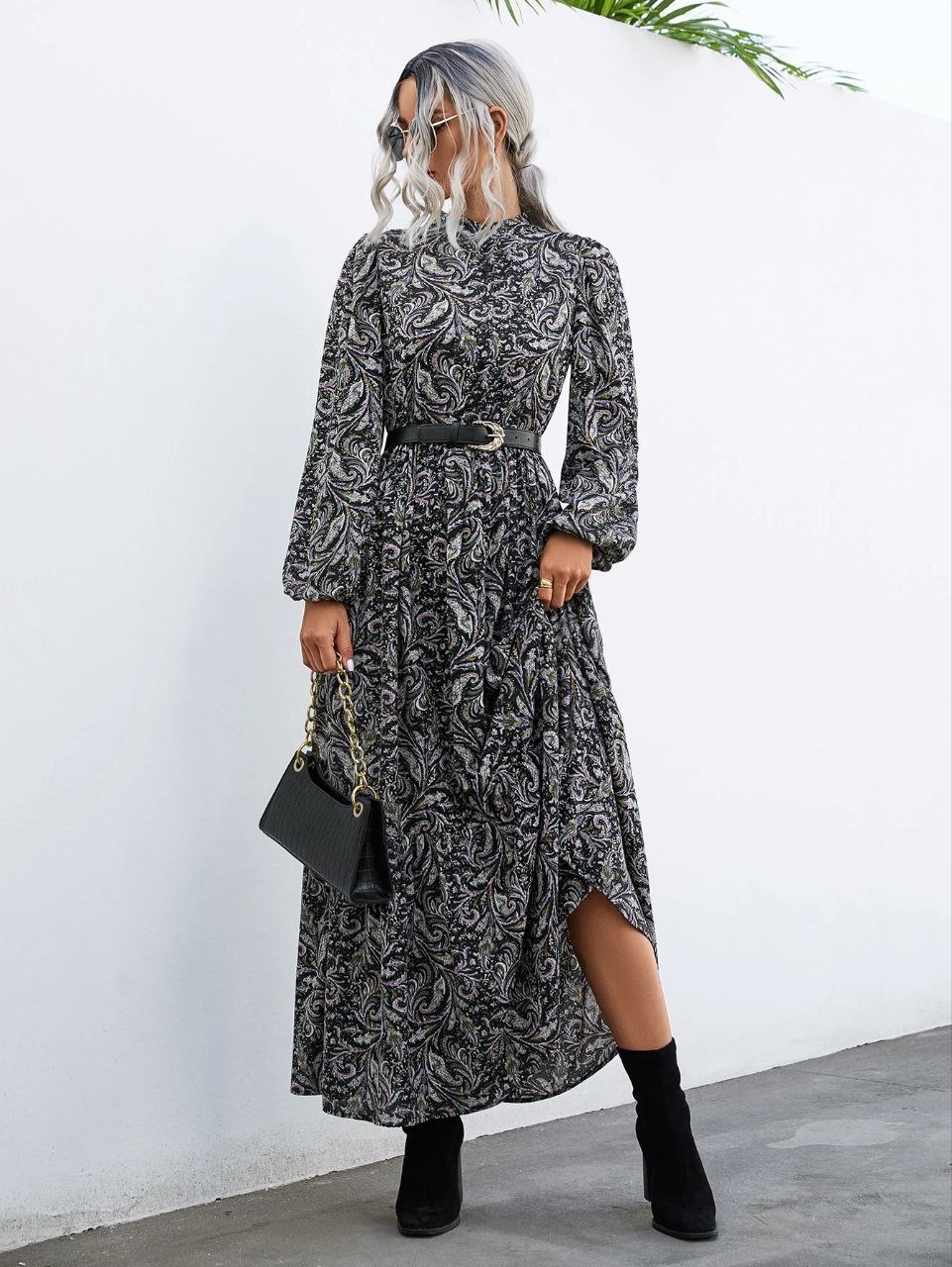 Allover Print Button Front Dress