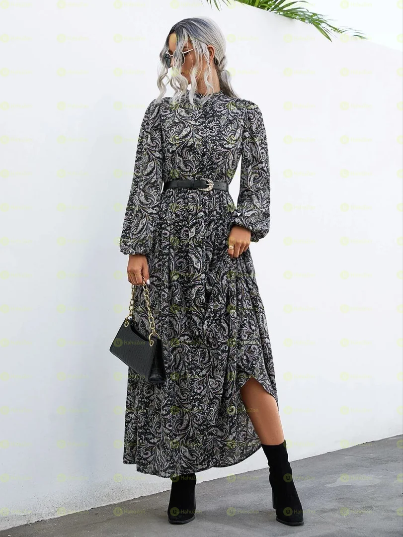 Allover Print Button Front Dress