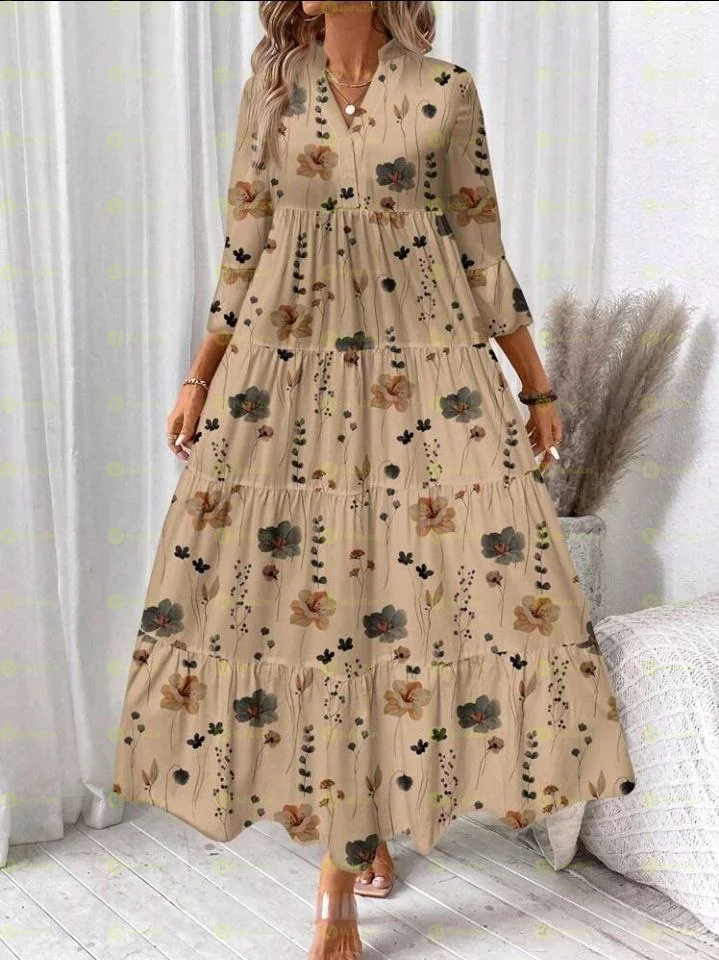 Casual Vintage Floral Pattern Maxi Dress