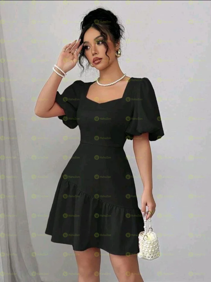 Puff Sleeved A-Line Dress